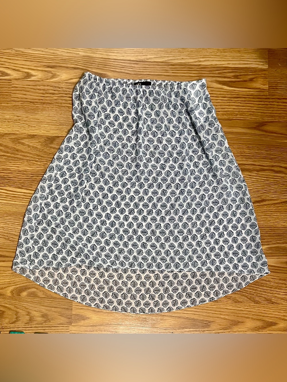 Maje White and Navy Printed Skater Skirt